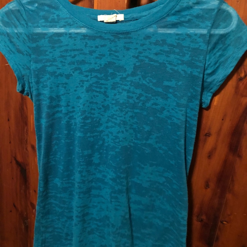 See through blue, short sleeve shirt Small